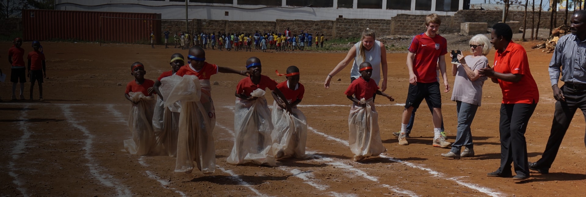 Kids enjoying sack race