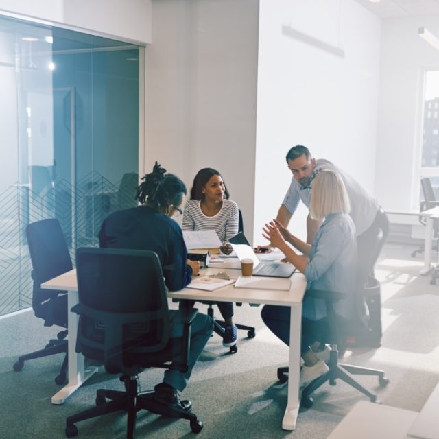 Group of employees working together