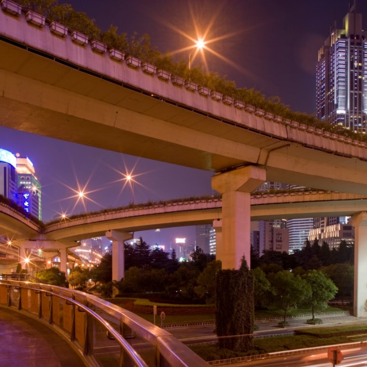 City view with bridge overpass