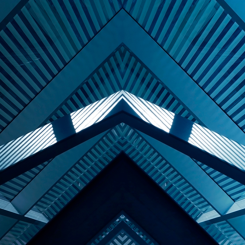 Blue Building with Pitched Roof